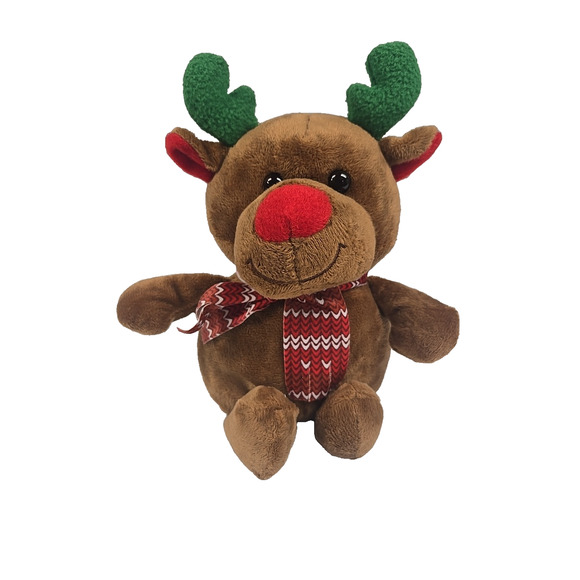 Midwood Brands Reindeer Plush Christmas Brown Stuffed Animal Toy 10 Inch - Picture 1 of 11